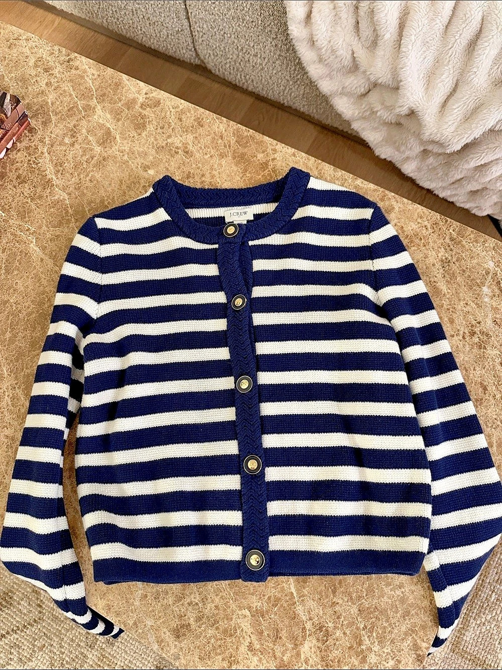 J.Crew Emilie Sweater Lady Jacket in Stripe Blue & White XS